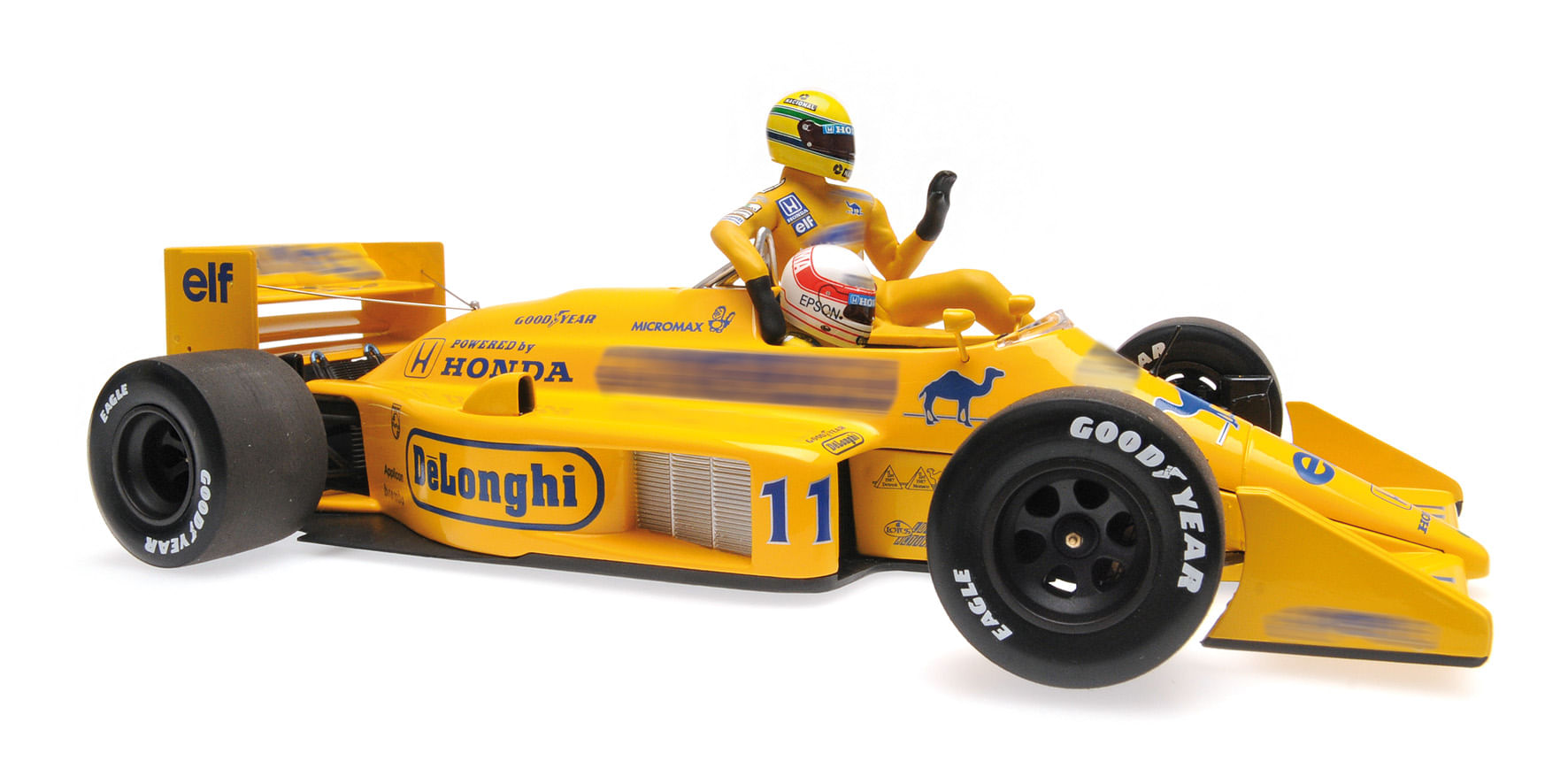 Miniatura Carro F1 Lotus Honda 99T Ayrton Senna Riding Italian Gp