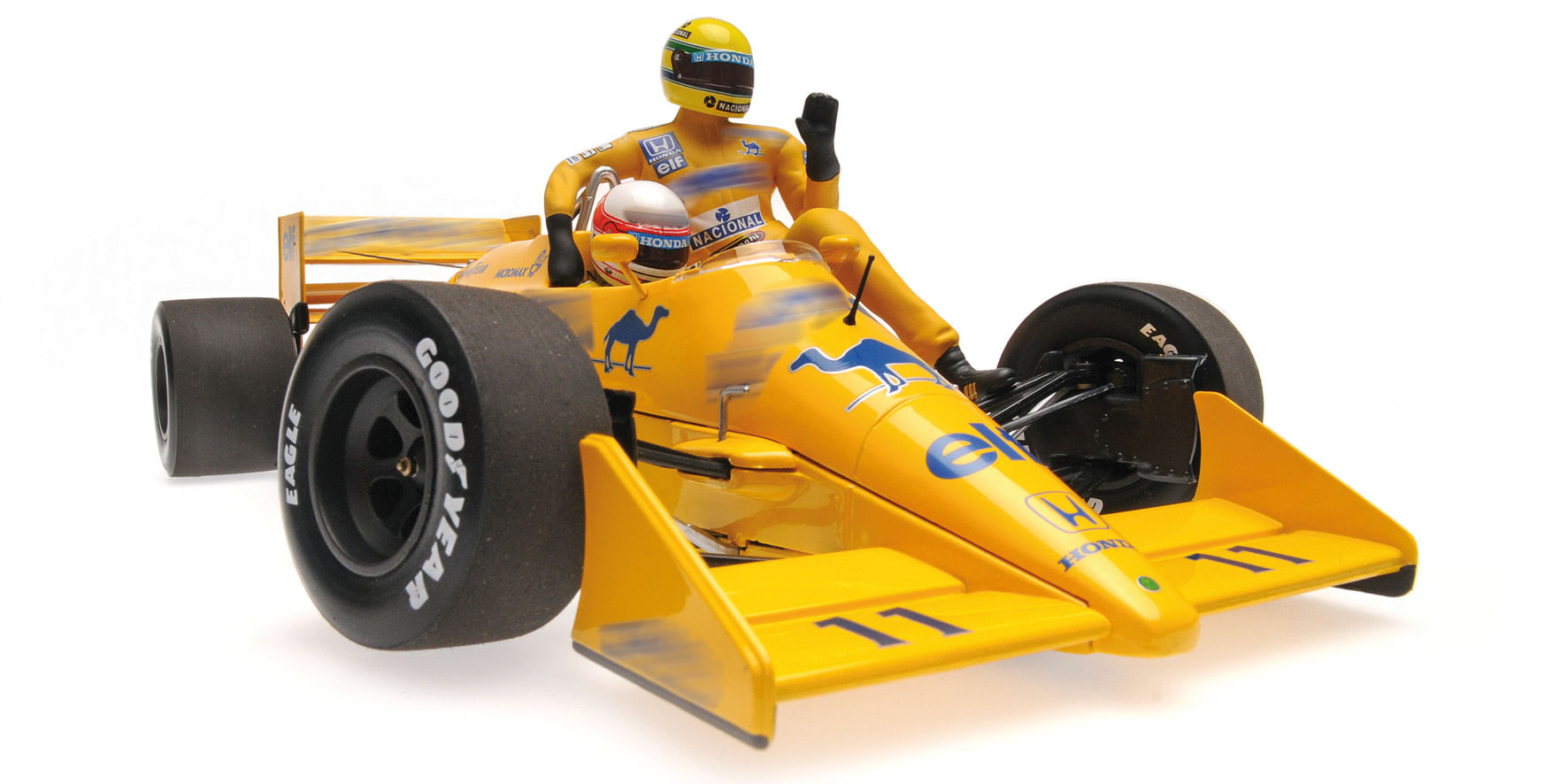 Miniatura Carro F1 Lotus Honda 99T Ayrton Senna Riding Italian Gp