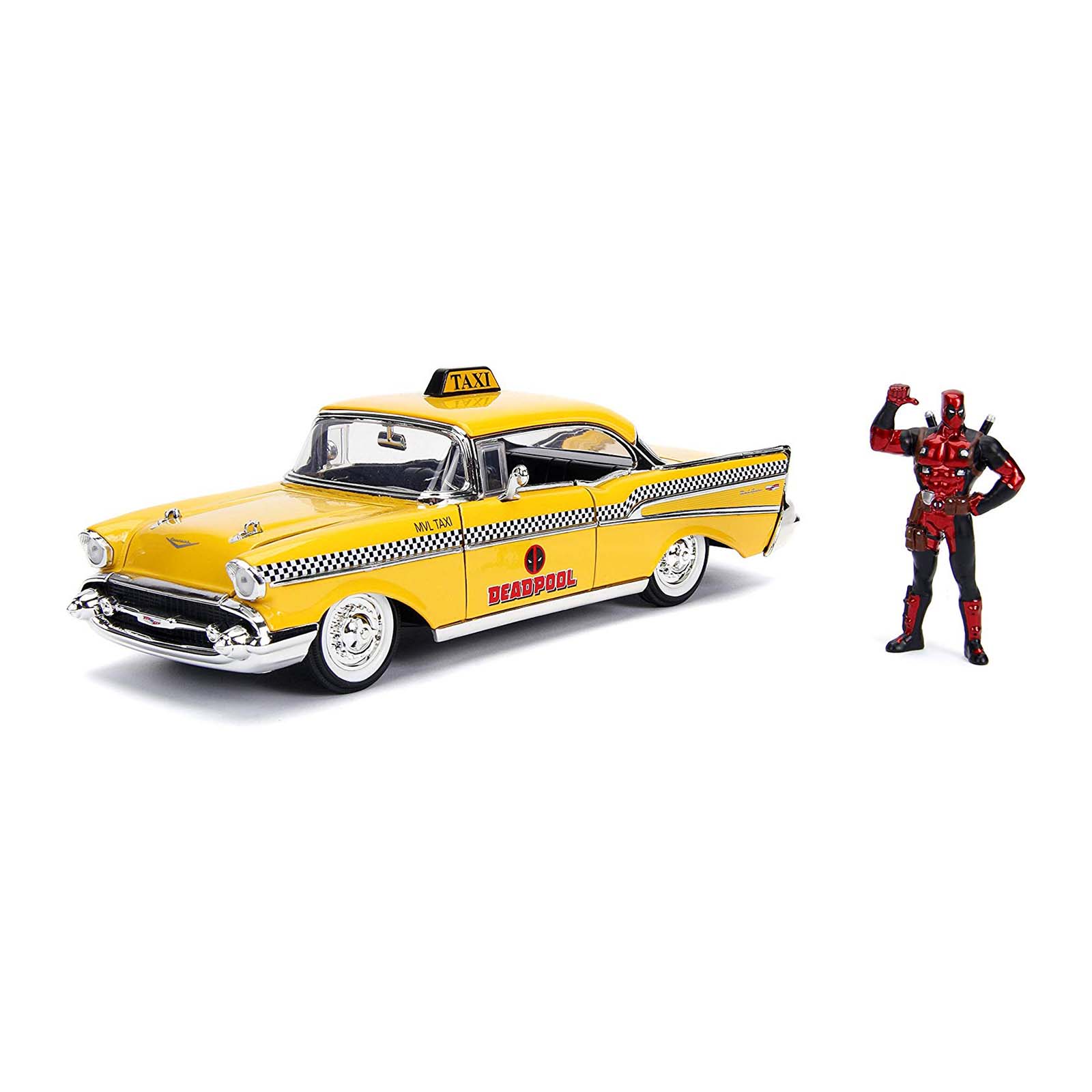 Jada JAD30290-1/24 "Hollywood Rides" Deadpool 1957 Chevy Bel Air Taxi
