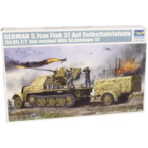 Kit-Plastico-German-3.7cm-Flak-37-Auf-Selbstfahrlafette-1-35-Trumpeter