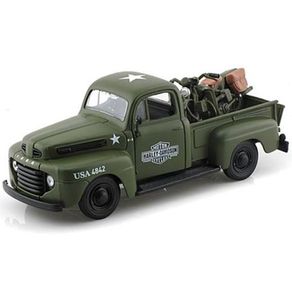 Miniatura-Ford-F-1-Pickup-1948-e-Wla-Flathead-1942-1-24-Harley-Davidson-Custom-Maisto-VERDE-32185-01