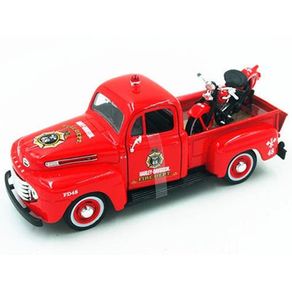Miniatura-Ford-F-1-Pickup-1948-e-El-Knucklehead-1936-1-24-Harley-Davidson-Custom-Maisto-VERMELHO-32191-01