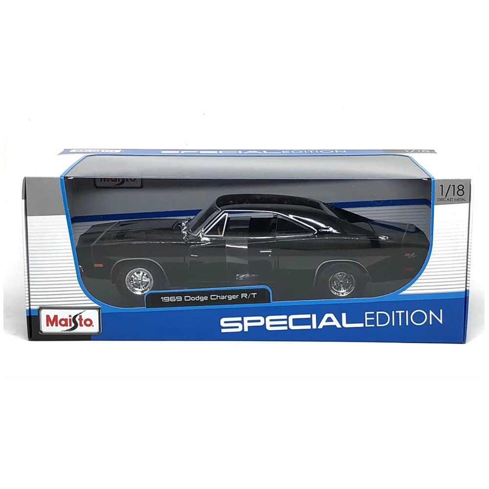 Miniatura Carro Dodge Charger R/T 1969 1/18 Special Edition Preto