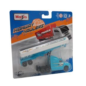 Miniatura-Caminhao-com-Cacamba-1-43-Maisto-Highway-Haulers-Davis-Hi-Perf-Fuels-Azul-Claro-15021-01