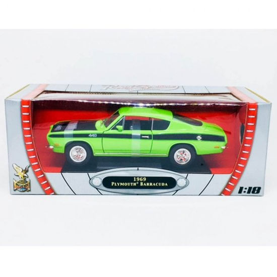 Miniatura Carro Plymouth Barracuda 1969 1/18 Verde Yat Ming