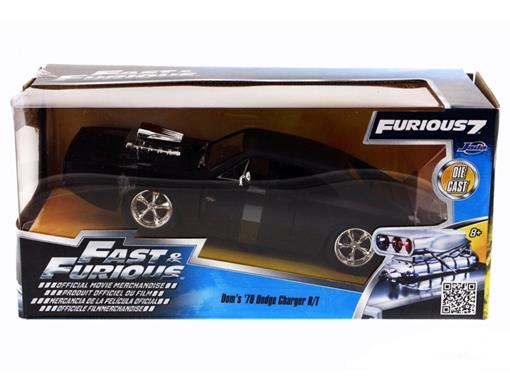 Miniatura Dodge Charger R/T 1970 Fast Furios 7 1/24 Preto Jada