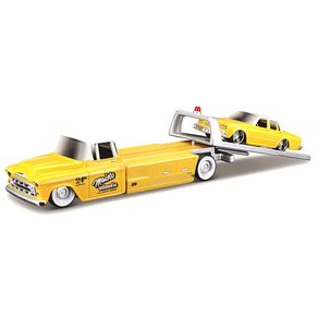 Miniatura-Picape-Reboque-C--Carro-Chevrolet-Flatbed-1957-e-Caprice-1987-1-64