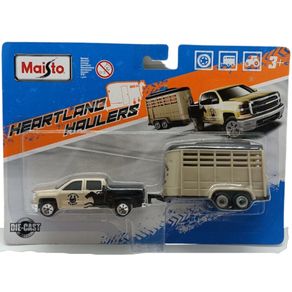 Miniatura-Caminhonete-Chevrolet-Silverado-Com-Carreta-1-64-Prata