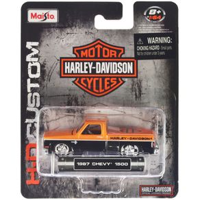 Miniatura-Picape-Chevrolet-1987-Harley-Davidson-HD-Custom-Serie-1-64-Laranja