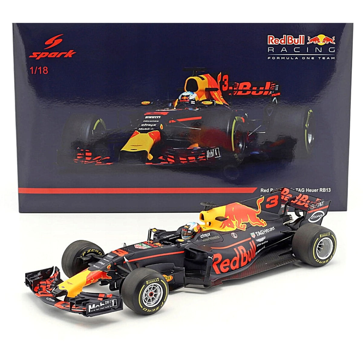 Miniatura Carro Red Bull Racing Tag Heuer Rb13 2017 #3 1/18