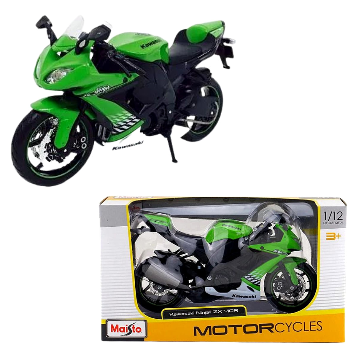 Miniatura Moto Kawasaki Ninja Zx 10 R 1/12 Verde Maisto 31101