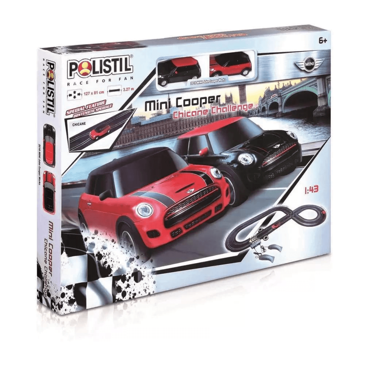 Pista Elétrica 1/43 Mini Cooper Chicane Challenge Polistil 125426
