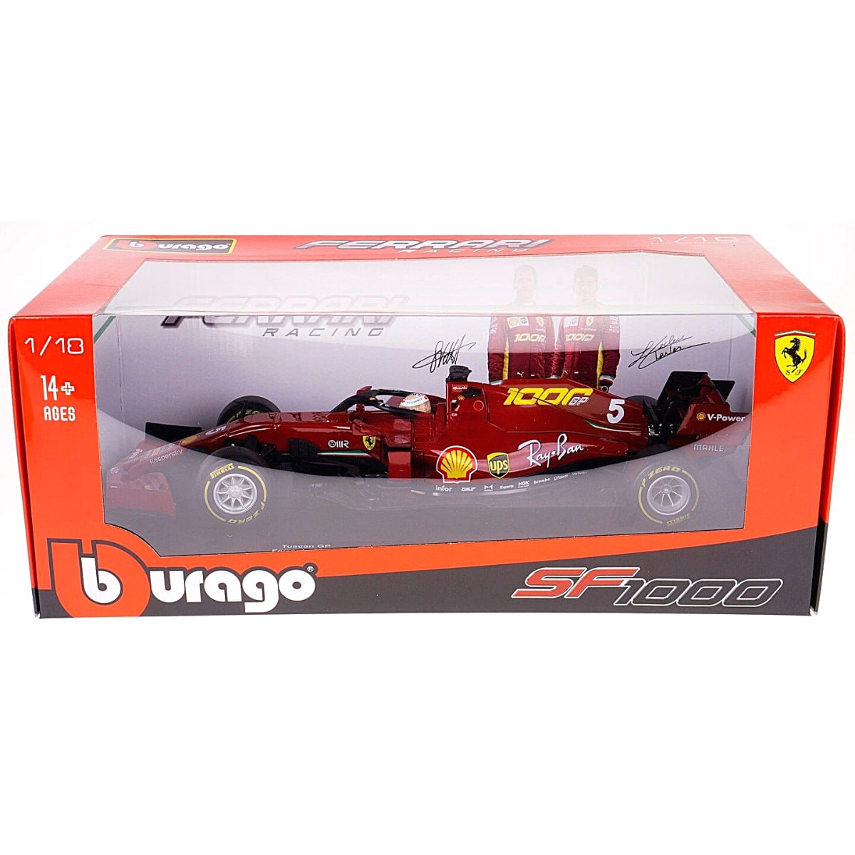 Miniatura Carro F1 Sf1000 Tuscan Gp #5 Vettel 1/18 Bburago 16808