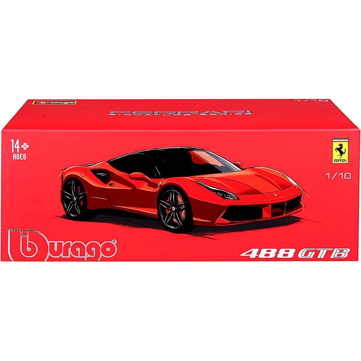 Miniatura Carro Ferrari 488 Gtb 1/18 Vermelho Bburago 16905