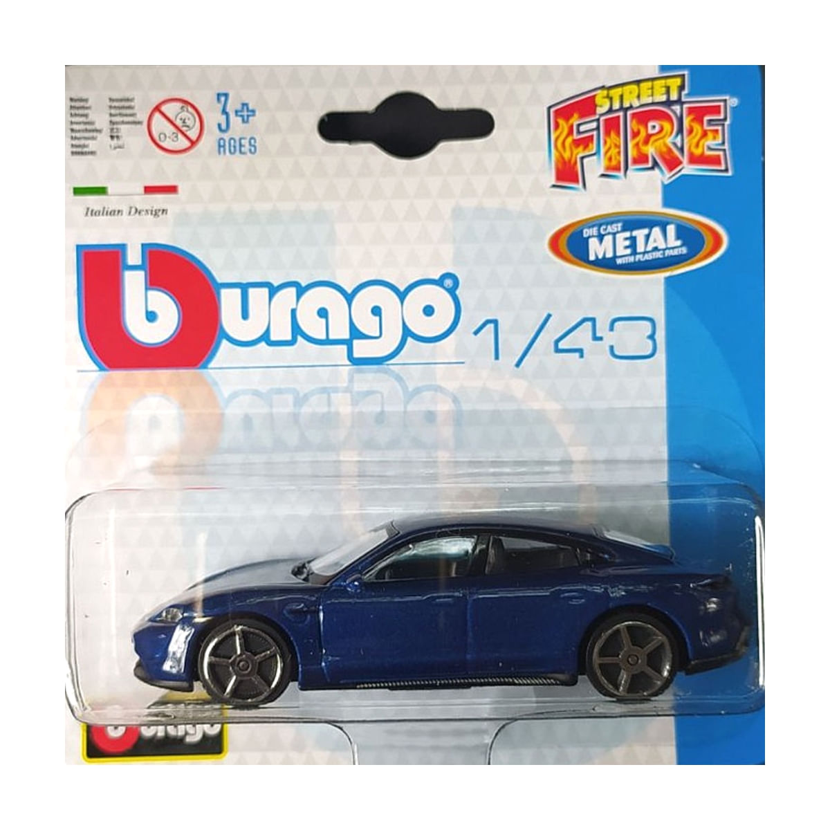 Miniatura Carro Porsche Taycan Turbo S 1/43 Azul Bburago 30001