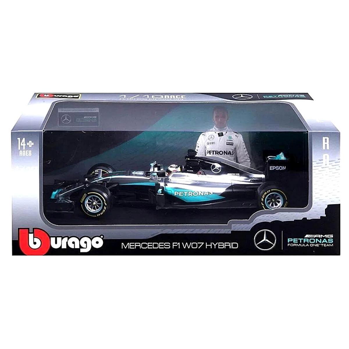 Miniatura Carro F1 Mercedes W07 Hybrid 2017 1/18 Hamilton Bburago