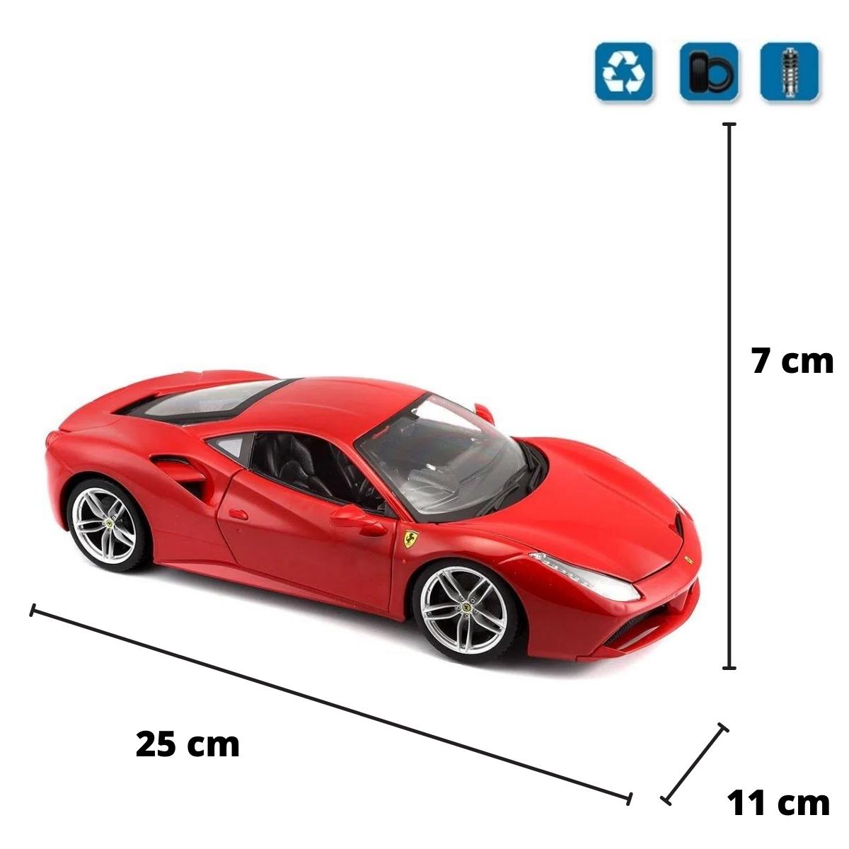 Miniatura Carro Ferrari 488 Gtb 1/18 Vermelho Bburago 16008