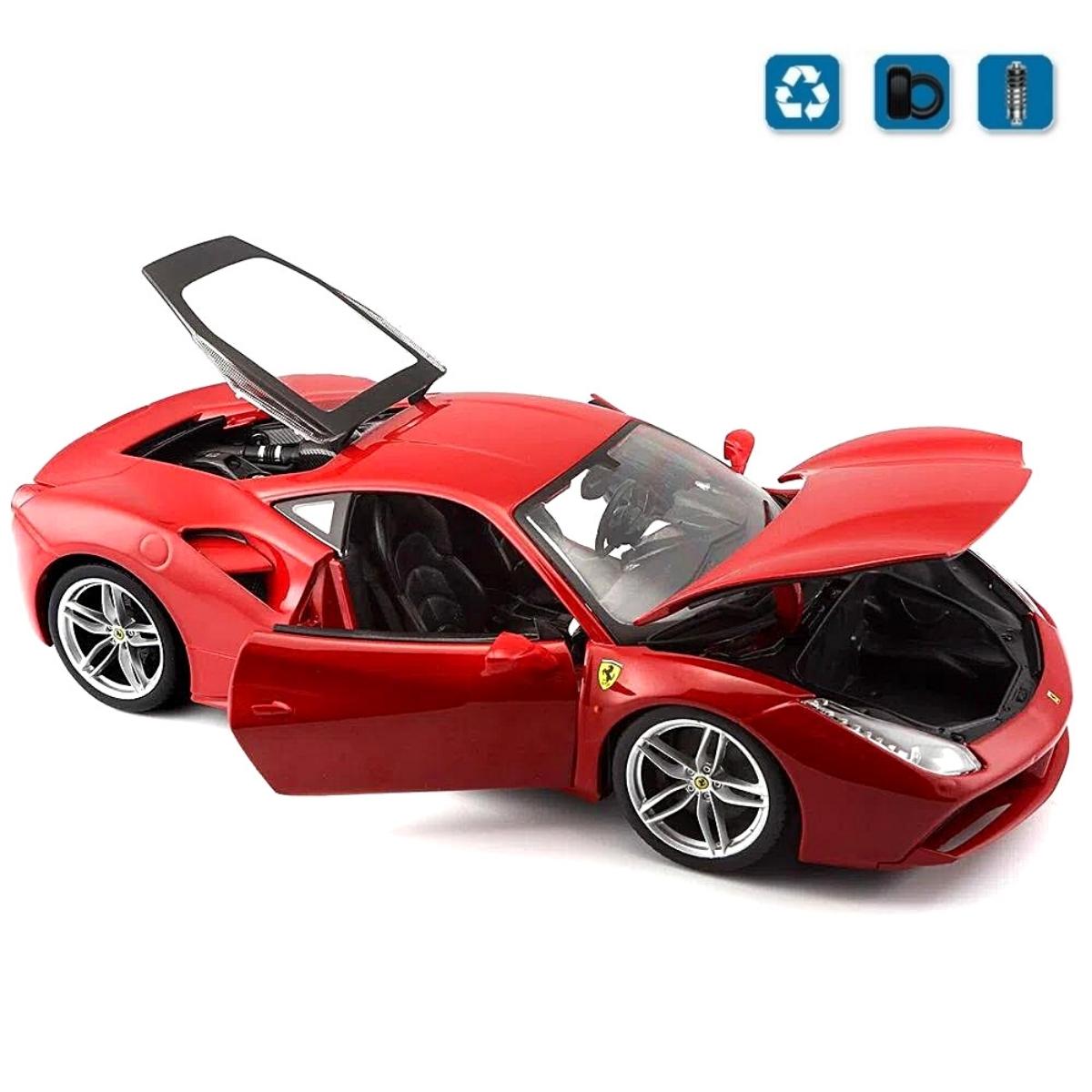ミニカー Bburago Ferrari 488 GTB 1/18 Miniatura Carro Ferrari 488 Gtb 1/18 Vermelho Bburago 16008