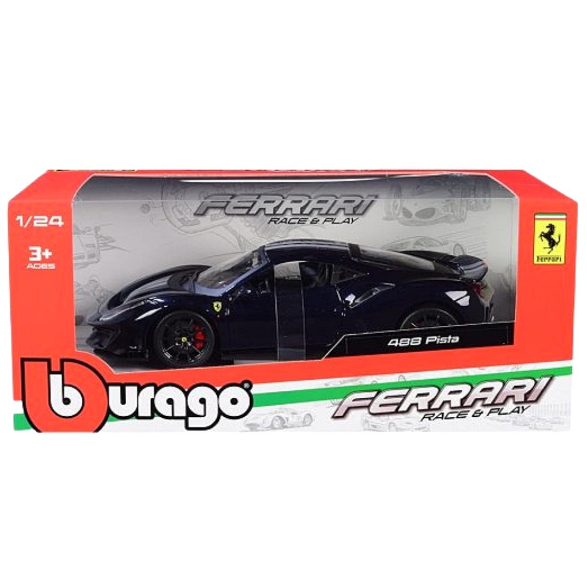 Miniatura Carro Ferrari 488 Pista 1/24 Preto Bburago 26026