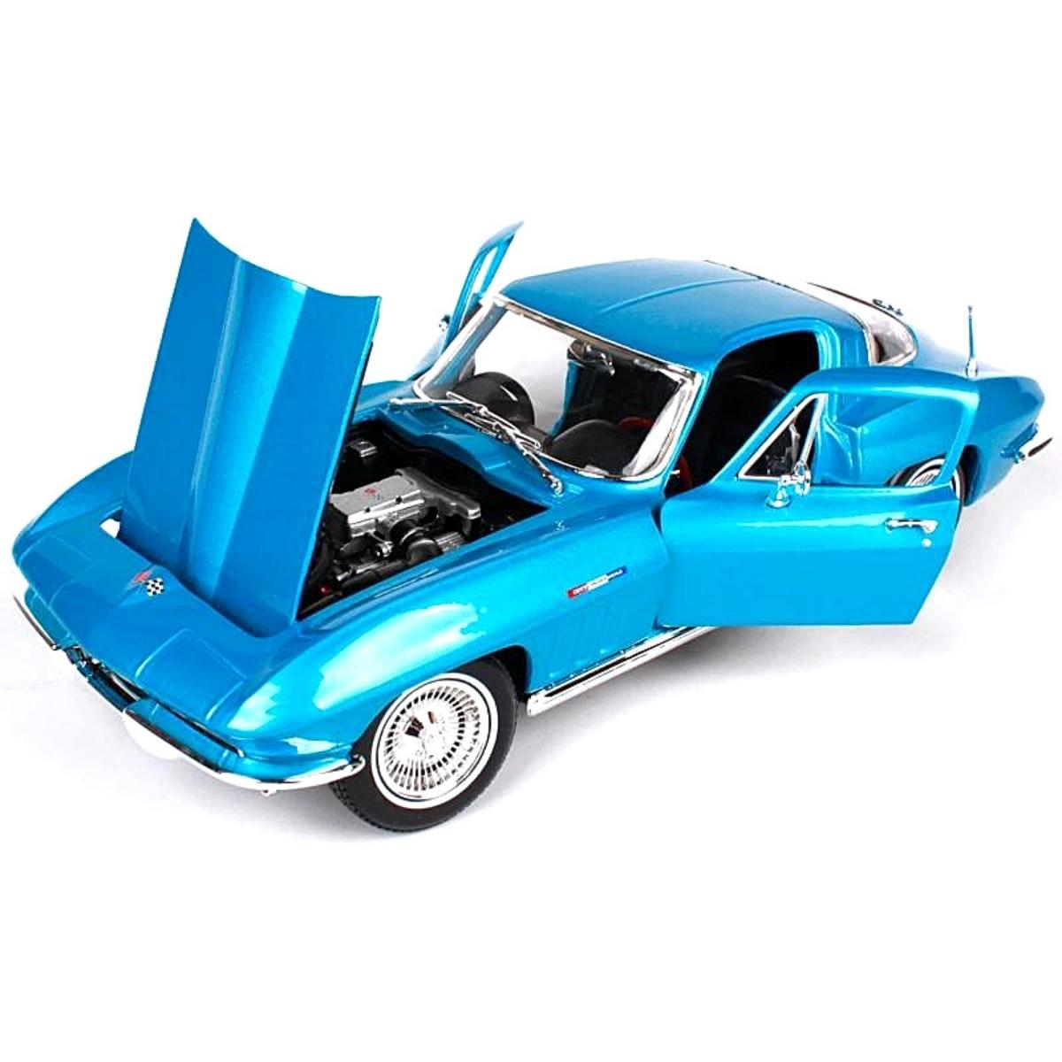Miniatura Carro Chevrolet Corvette Stingray 1965 1/18 Azul Maisto