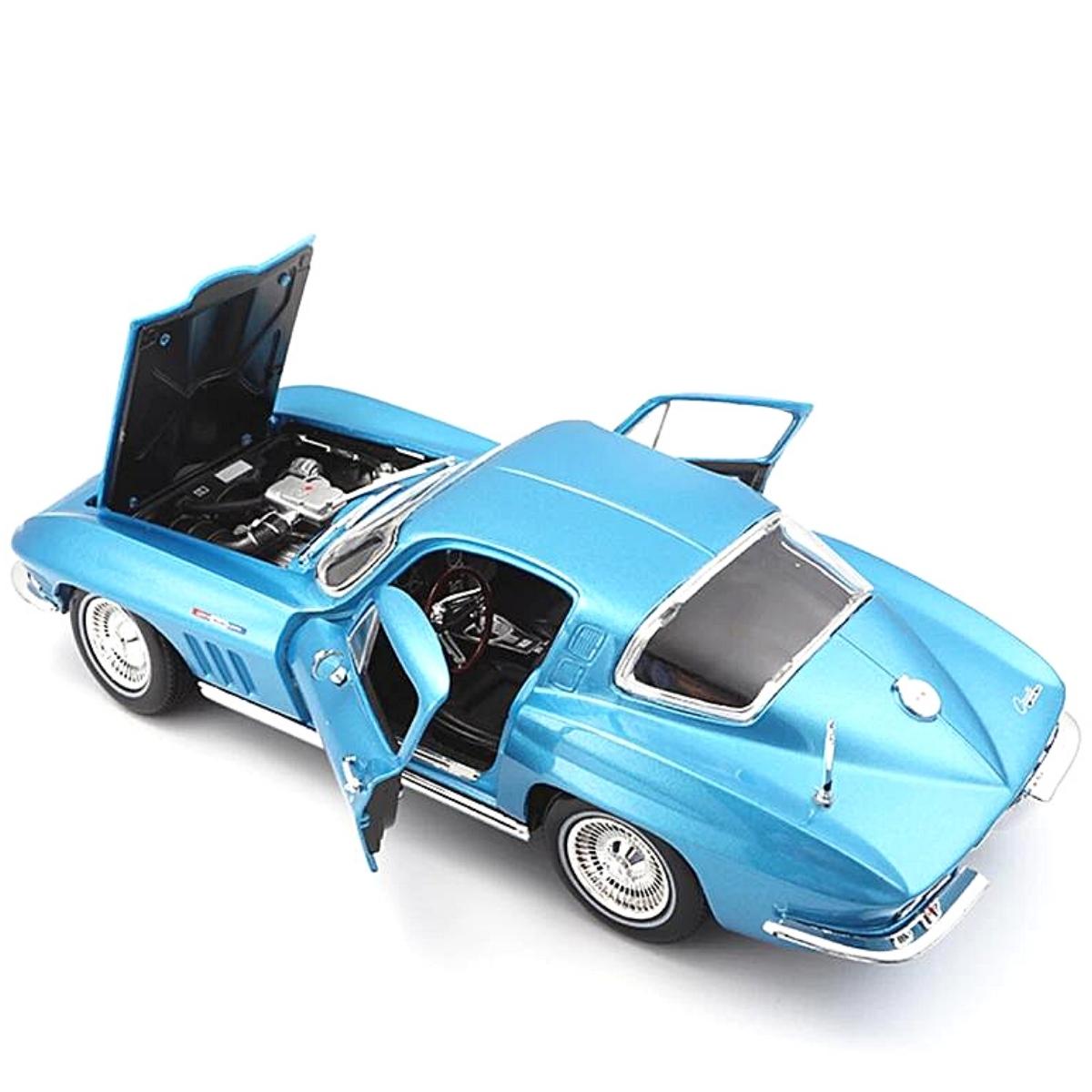 Miniatura Carro Chevrolet Corvette Stingray 1965 1/18 Azul Maisto