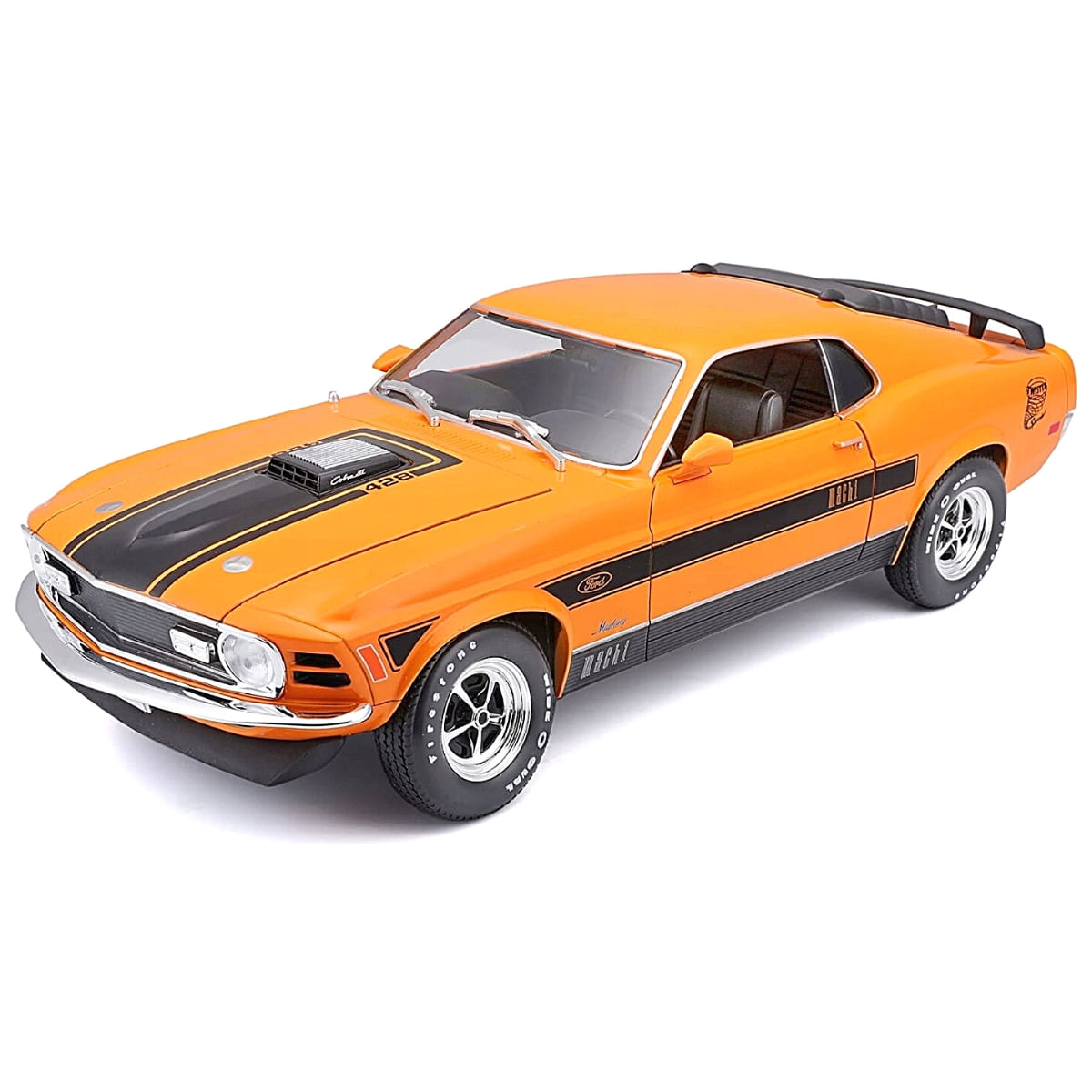 Miniatura Carro Ford Mustang Mach 1 1970 1/18 Laranja Maisto 31453