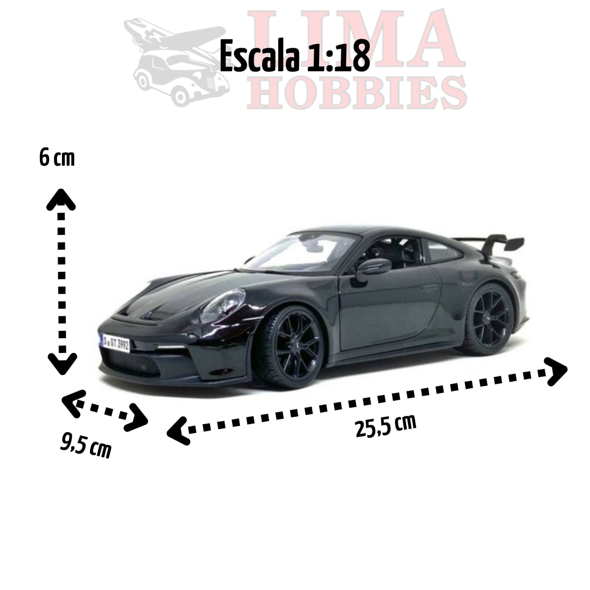 Miniatura Carro Porsche 911 Gt3 2022 1/18 Preto Maisto 31458