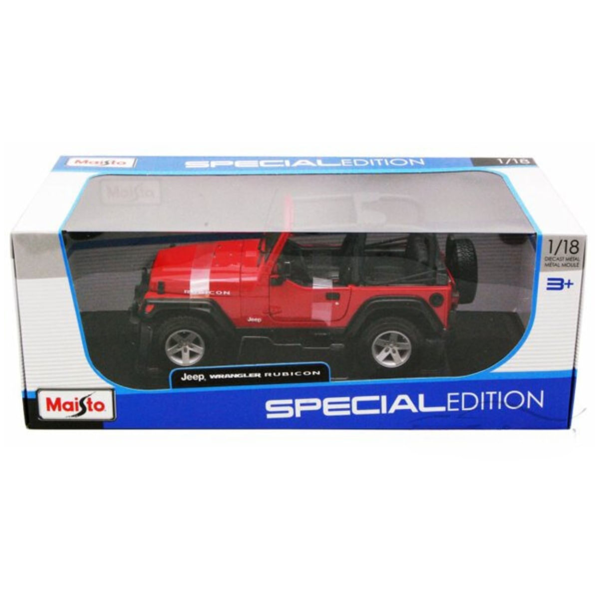 Miniatura Carro Jeep Wrangler Rubicon 1/18 Vermelho Maisto 31663