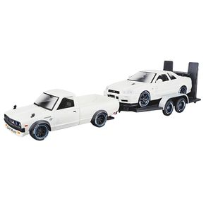 Kit-Miniatura-Datsun-620---Nissan-Skyline-R34---Carreta-1-24-Branco