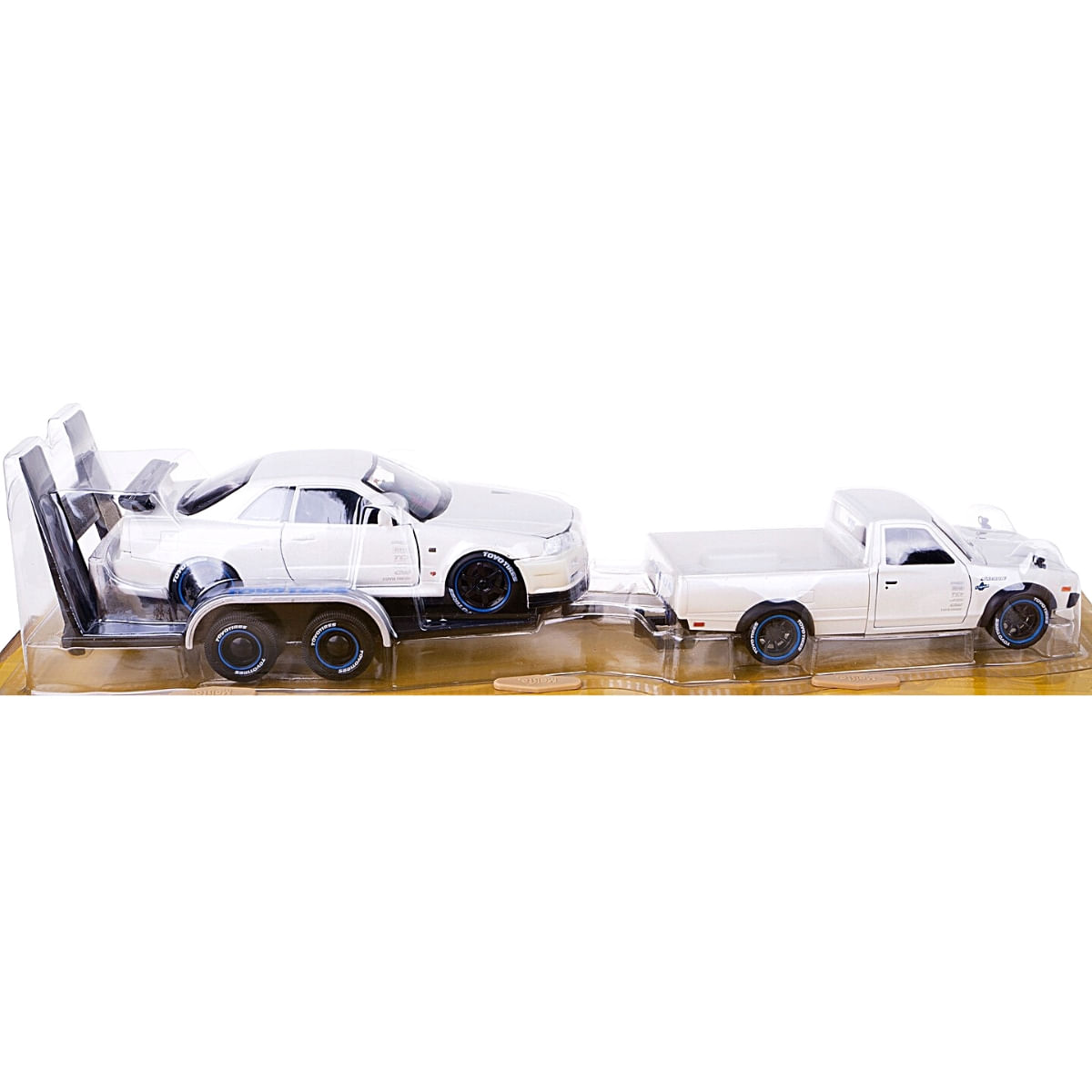 Kit Miniatura Datsun 620 + Nissan Skyline R34 + Carreta 1/24