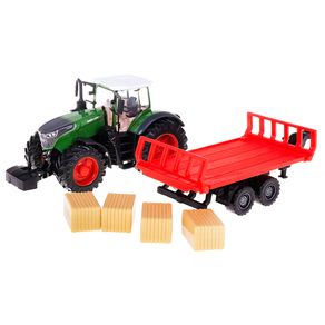 Miniatura-Trator-Fendt-1050-With-Bale-Trailer-10-cm-Verde