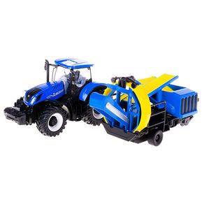 Miniatura-Trator-Agricola-New-Holland-T7-315-c--Cultivador-Azul