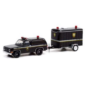 Miniatura-Carro-Chevrolet-K5-Blazer-Utica-1990-c--Trailer-Policia-Hitch---Tow-Serie-22-1-64