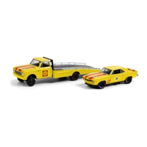 Set-Miniatura-Caminhao-Plataforma-Chevrolet-C-30-1967-c--Camaro-1969-Shell-1-64