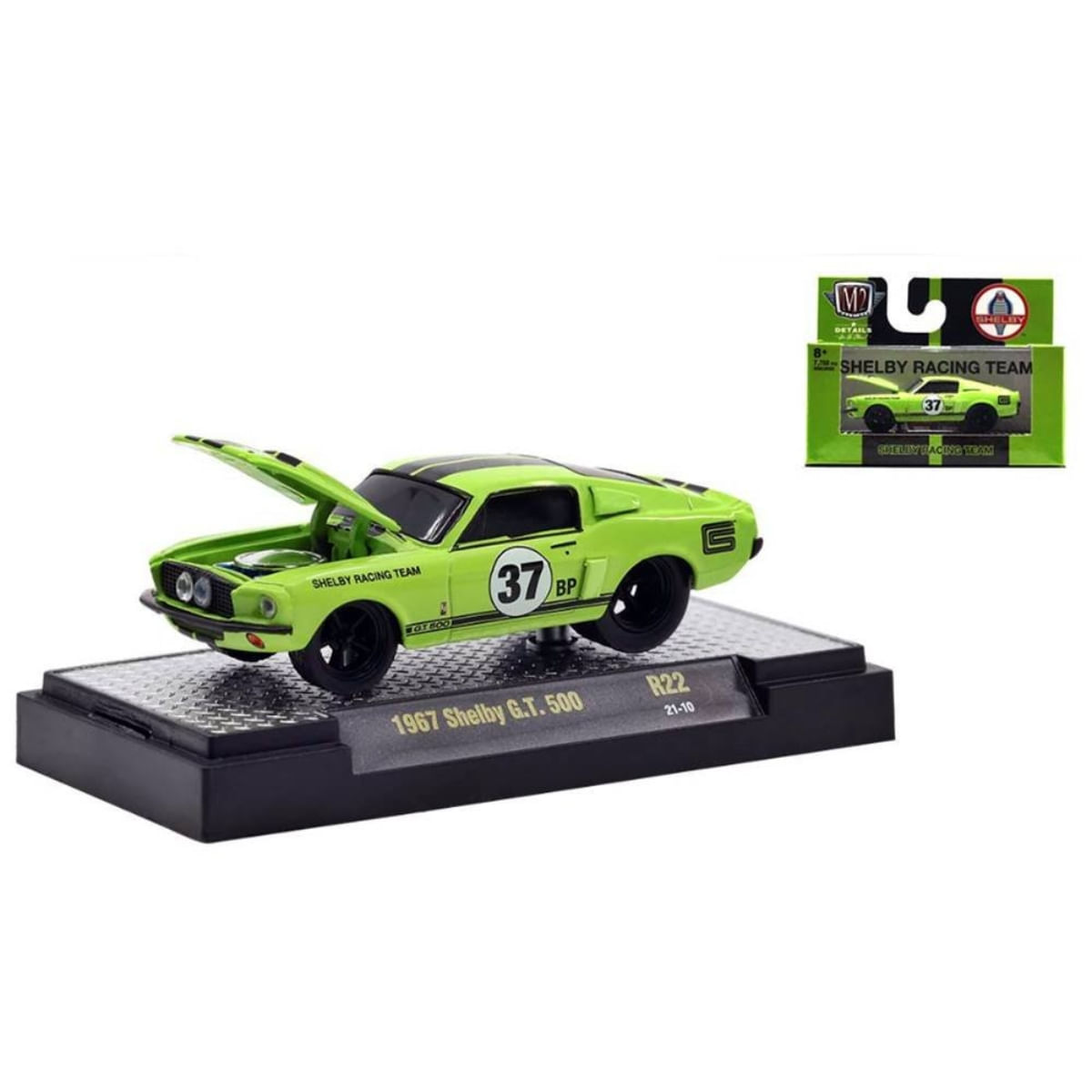Miniatura Carro Ford Shelby G.T. 500 1967 1/64 Verde M2 Machines