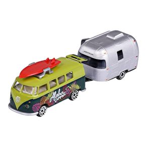 Miniatura-Carro-Volkswagen-T1-Kombi-c-Trailer-1-64-Verde