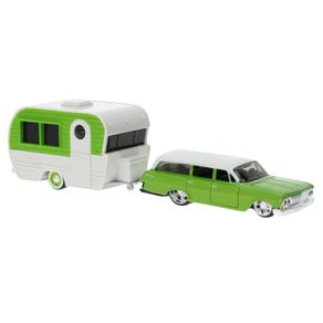 Miniatura-Carro-Chevrolet-Biscayne-Wagon-e-Trailer-1-64-Verde