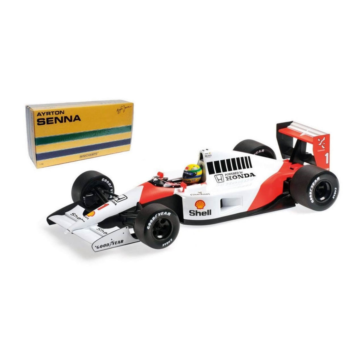 【1/18】Minichamps MP4/6 Ayrton Senna Miniatura Fórmula 1 Mclaren Honda Mp4/6 1991 #1 Ayrton Senna