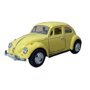 Miniatura-Carro-Volkswagen-Fusca-1967-1-32-Amarelo-Pastel-Kinsmart-KT5375D