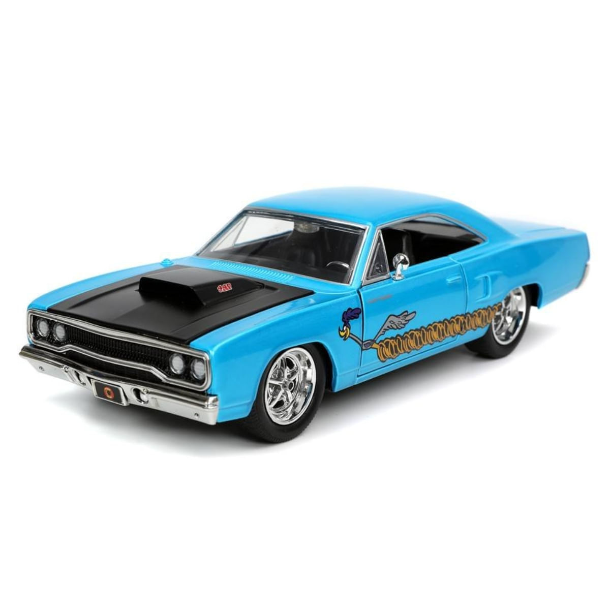 Miniatura Plymouth Road Runner 1970 c/ Figura Coyote Looney Tunes