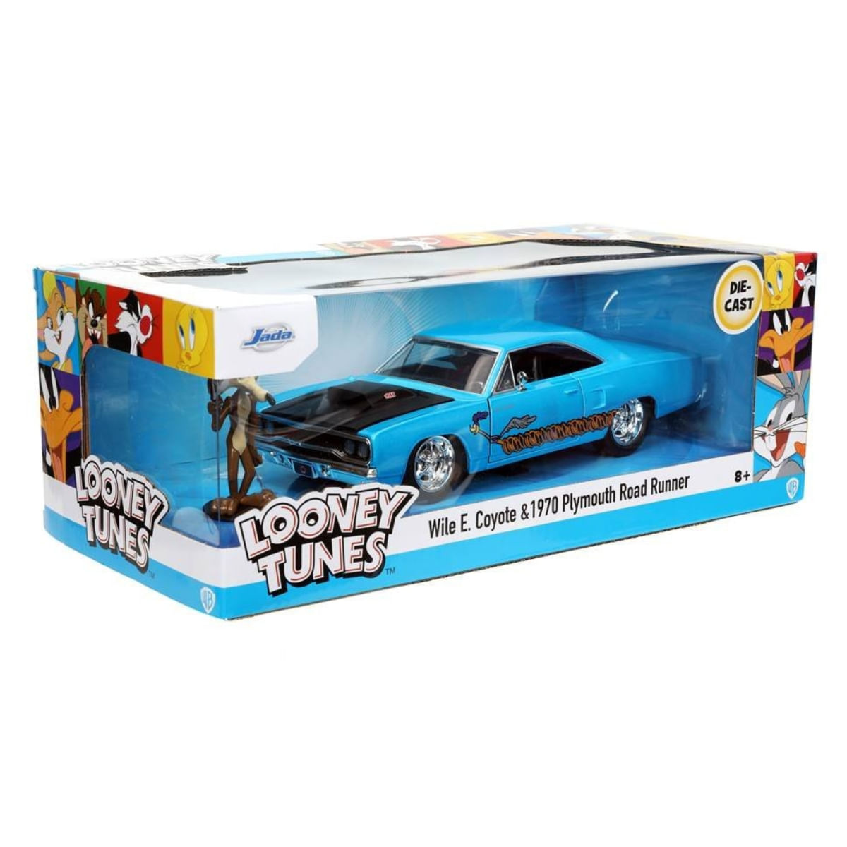 Miniatura Plymouth Road Runner 1970 c/ Figura Coyote Looney Tunes