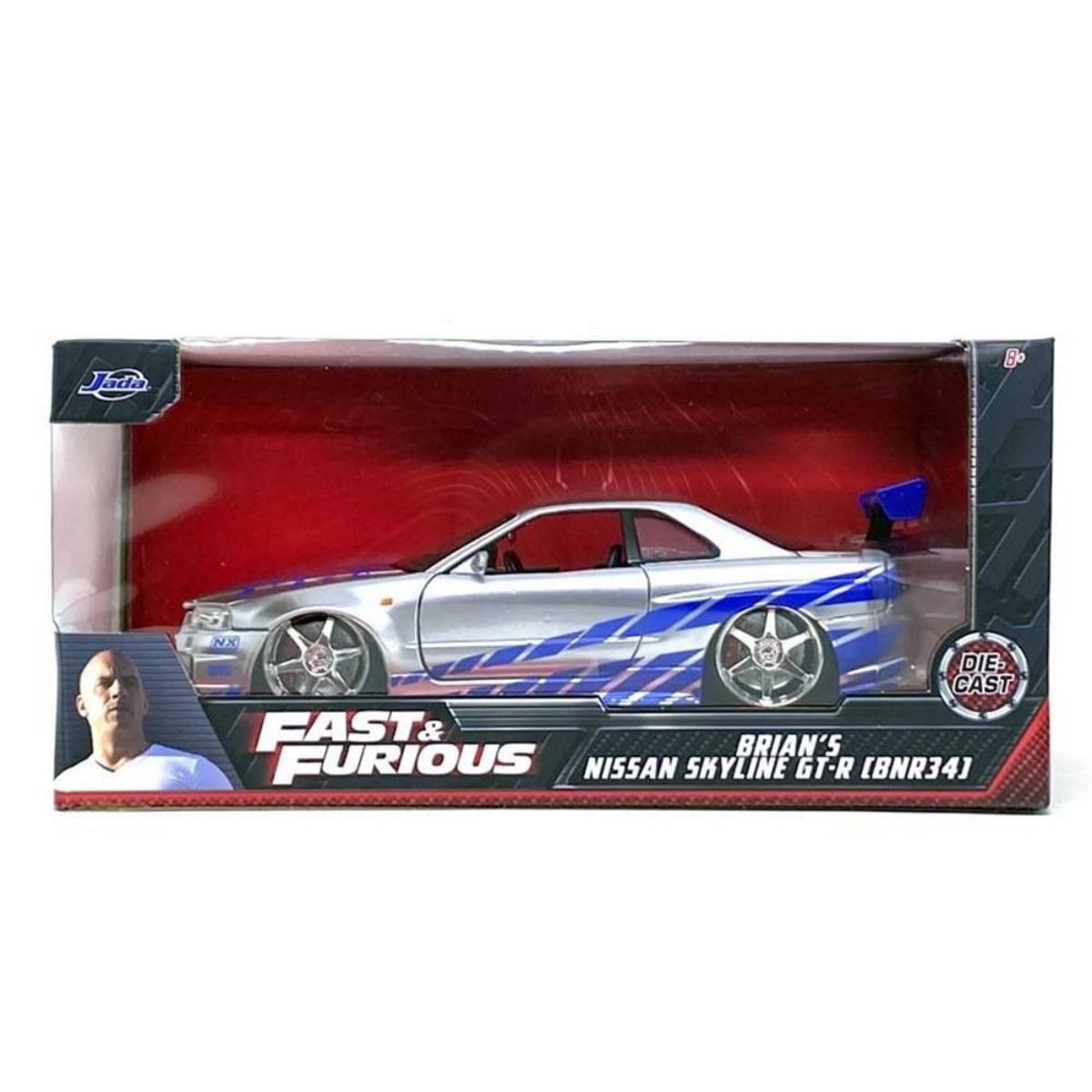 Miniatura Carro Nissan Skyline GT-R R34 Velozes e Furiosos 5 1/24