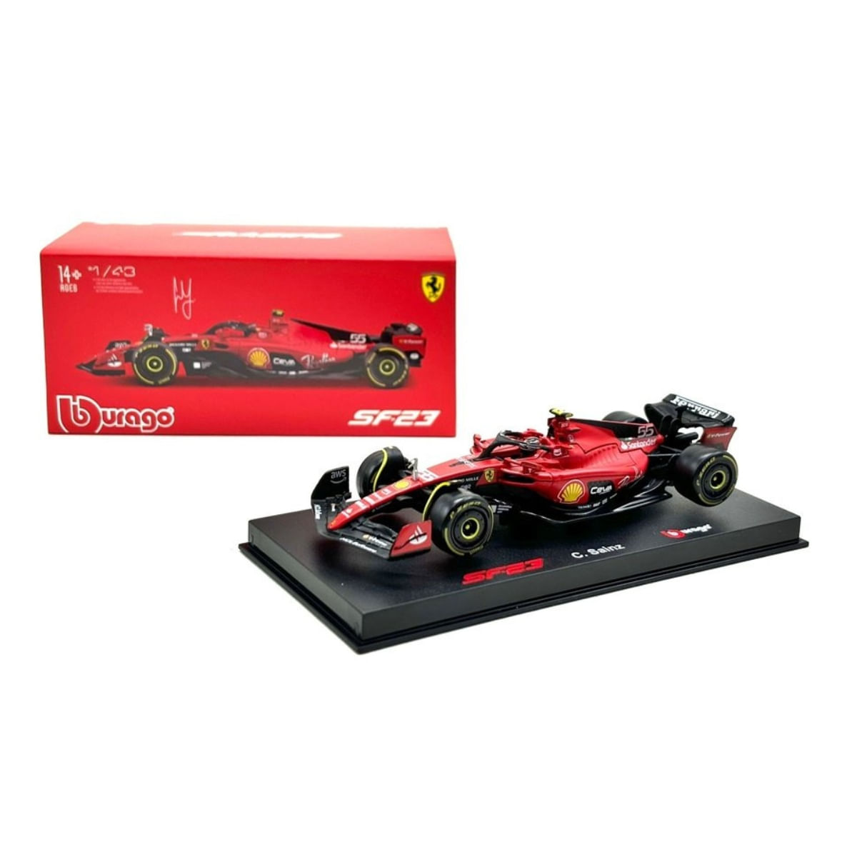 Miniatura Fórmula 1 Ferrari SF-23 55 C. Sainz Ferrari Racing 1/43