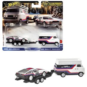Hot-Wheels-DMC-Delorean-e-HW-Rally-Hauler-1-64-Mattel-FLF56