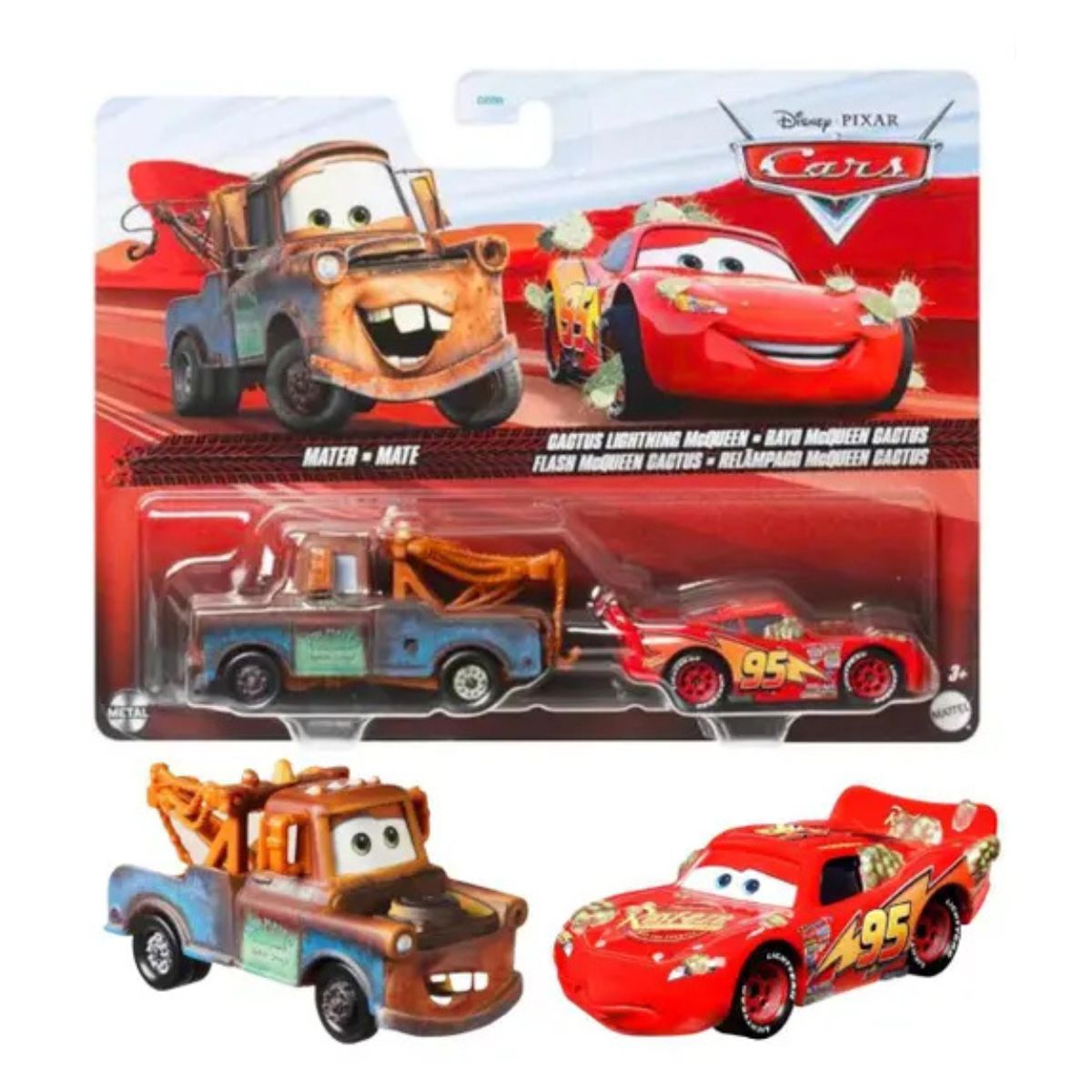 Carros Disney Pack 2 Matter e McQueen Cactos 1/55 Mattel DXV99