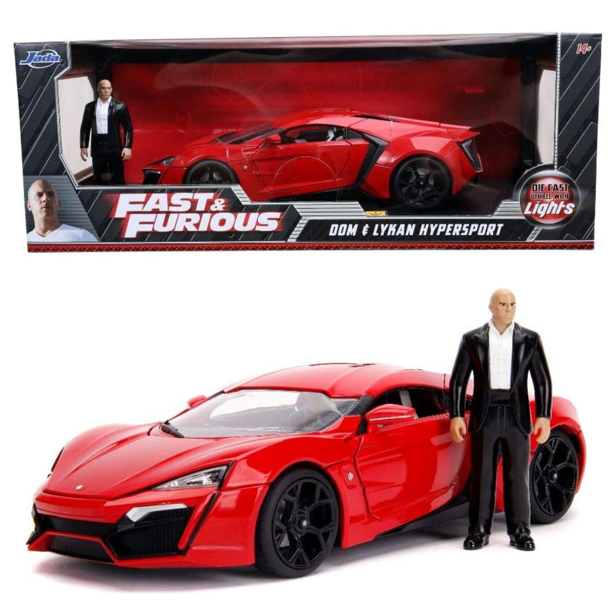 Miniatura Lykan Hypersport C/ Boneco Dom Fast Furios 1/18 Jada