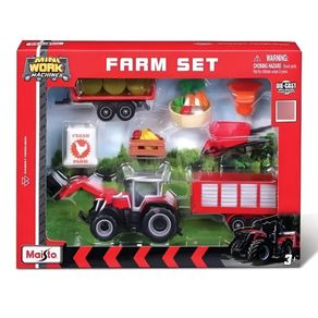 Playset-Mini-Work-Machines-Fazenda-Massey-Ferguson-Maisto-12564